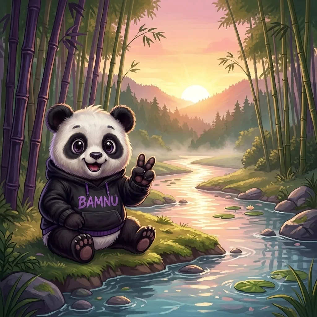 BAMNU panda in a bamboo forest